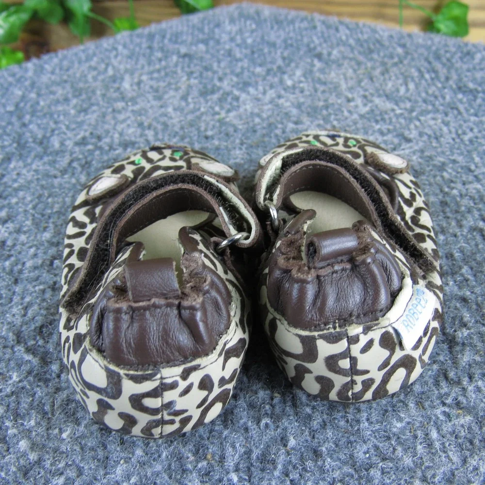 Robeez Crib Shoes Toddler Leopard Print Leather‎ Size 2 Cute Soft Sole
